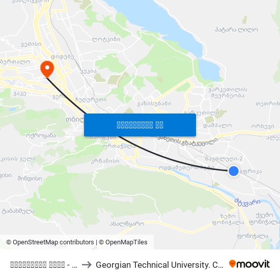 საფერავის ქუჩა - 1090 to Georgian Technical University. Campus 1 map