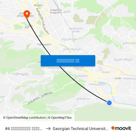 #4 სამშობიარო სახლი - [1701] to Georgian Technical University. Campus 1 map