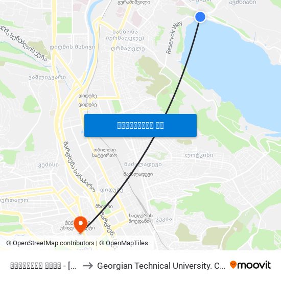 თბილისის ზღვა - [1971] to Georgian Technical University. Campus 1 map