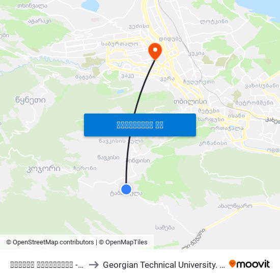 სოფელი ტაბახმელა - [2147] to Georgian Technical University. Campus 1 map