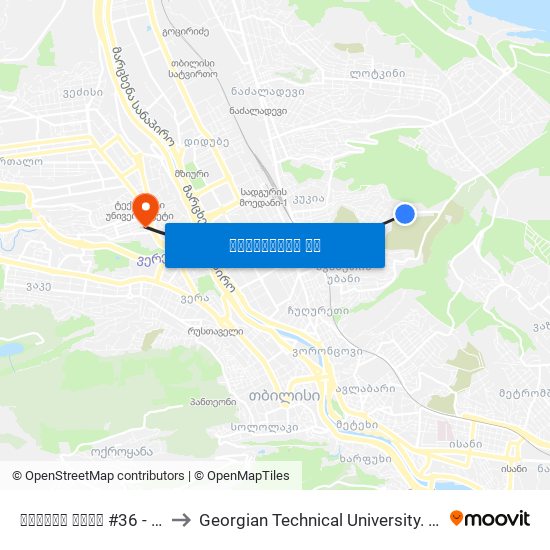 ცაიშის ქუჩა #36 - [2221] to Georgian Technical University. Campus 1 map