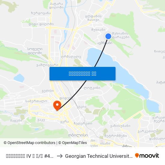 მუხიანის IV ბ მ/რ #42 - [2591] to Georgian Technical University. Campus 1 map