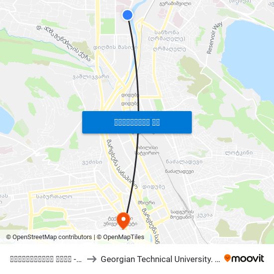 ბელიაშვილის ქუჩა - [2607] to Georgian Technical University. Campus 1 map