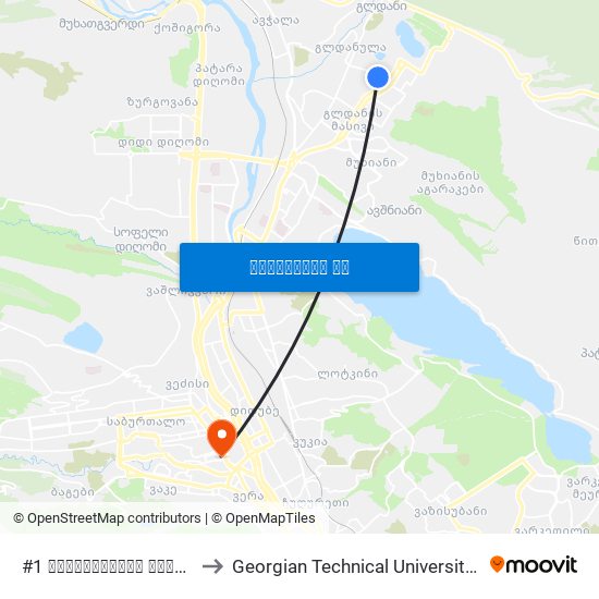 #1 ლოგოპედიური ბაღი - [3050] to Georgian Technical University. Campus 1 map