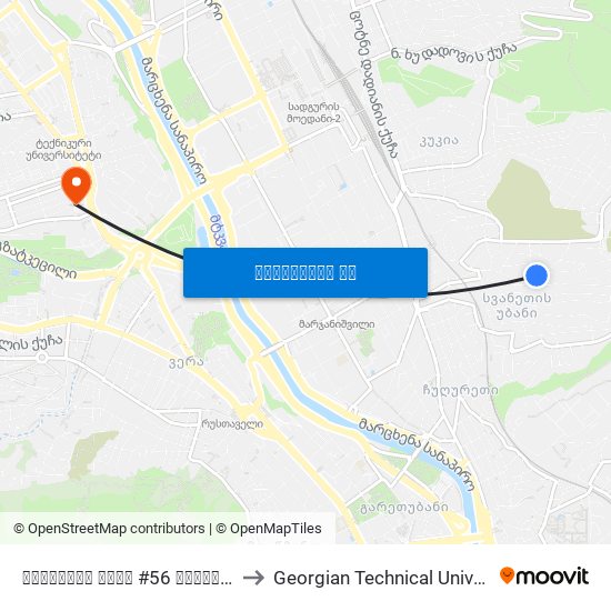 ართვინის ქუჩა #56 მოპირდაპირედ - [3410] to Georgian Technical University. Campus 1 map