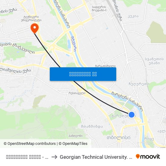 იუსტიციის სახლი - [3569] to Georgian Technical University. Campus 1 map