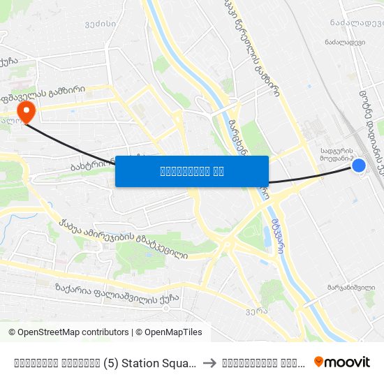 სადგურის მოედანი (5) Station Square (5) - Id:3076 to ინფექციური საავადმყოფო map