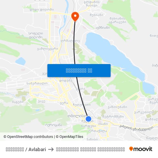 ავლაბარი / Avlabari to აღმოსავლეთ ევროპის უნივერსიტეტი map