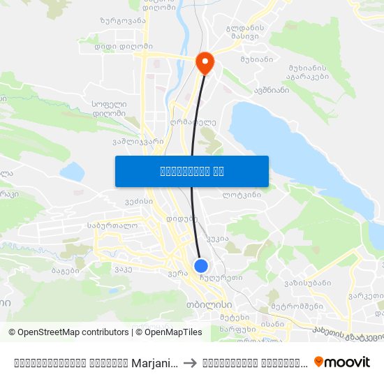 მარჯანიშვილის მოედანი Marjanishvili Square Id:867 to აღმოსავლეთ ევროპის უნივერსიტეტი map