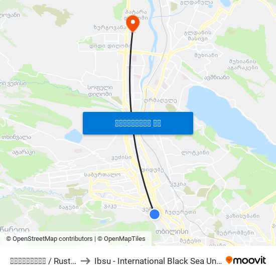 რუსთაველი  / Rustaveli to Ibsu - International Black Sea University map