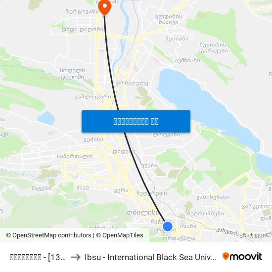 ორთაჭალა - [1390] to Ibsu - International Black Sea University map