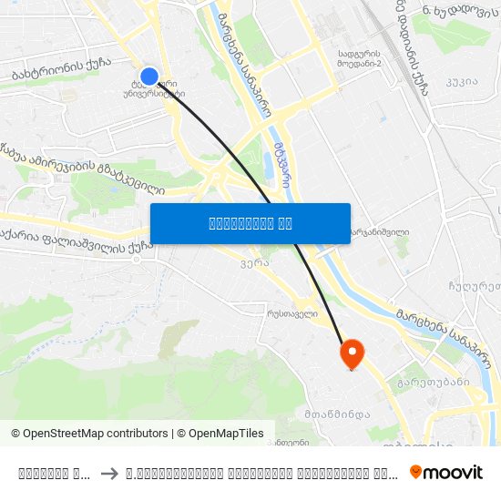 პეკინის გამზირი #5 Id:926 to ვ.სარაჯიშვილის სახელობის სახელმწიფო კონსერვატორია (V. Saradjishvili Tbilisi State Conservatoire) map