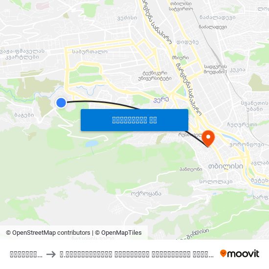 ფეხბურთის ფედერაცია to ვ.სარაჯიშვილის სახელობის სახელმწიფო კონსერვატორია (V. Saradjishvili Tbilisi State Conservatoire) map