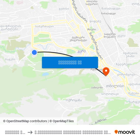 სპორტის აკადემია - [1154] to ვ.სარაჯიშვილის სახელობის სახელმწიფო კონსერვატორია (V. Saradjishvili Tbilisi State Conservatoire) map