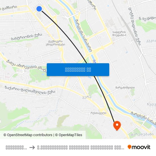 იოსებიძის ქუჩა - [3266] to ვ.სარაჯიშვილის სახელობის სახელმწიფო კონსერვატორია (V. Saradjishvili Tbilisi State Conservatoire) map