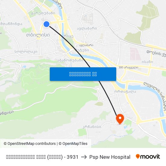 ბარათაშვილის ქუჩა (კონკა) - 3931 to Psp New Hospital map