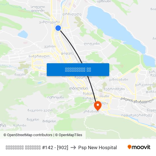 წერეთლის გამზირი #142 - [902] to Psp New Hospital map