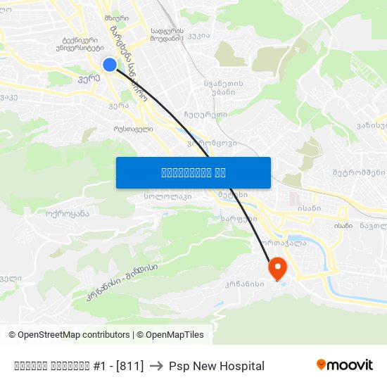 გმირთა მოედანი #1 - [811] to Psp New Hospital map