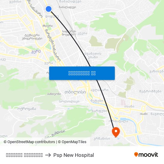დიდუბის პანთეონი to Psp New Hospital map