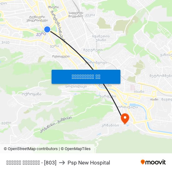 გმირთა მოედანი - [803] to Psp New Hospital map