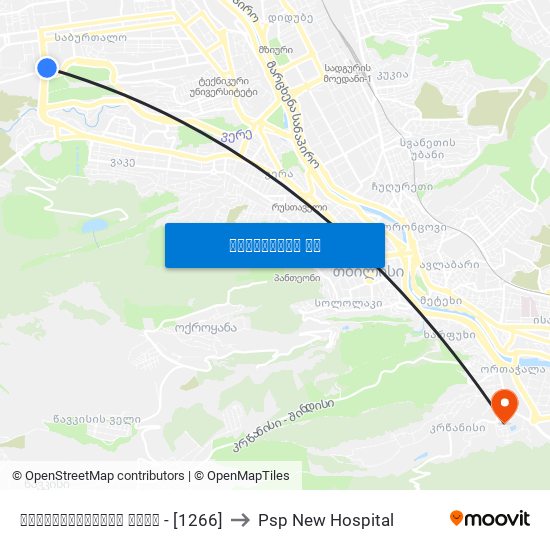 უნივერსიტეტის ქუჩა - [1266] to Psp New Hospital map