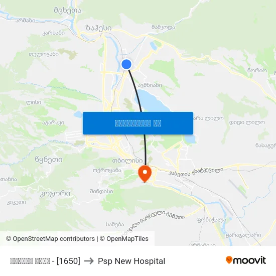 ილორის ქუჩა - [1650] to Psp New Hospital map