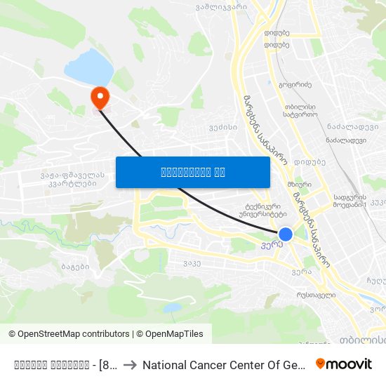 გმირთა მოედანი - [803] to National Cancer Center Of Georgia map