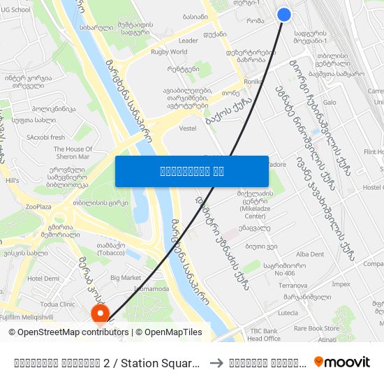სადგურის მოედანი 2 / Station Square 2 to ჩაჩავას კლინიკა map