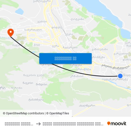 მოსკოვის გამზირი #38 - [1076] to ივანე ჯავახიშვილის სახელობის თბილისის სახელმწიფო უნივერსიტეტი map