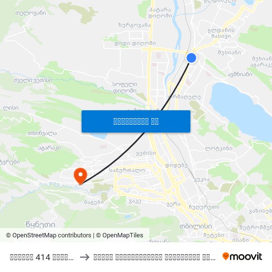 ანაპის 414 დივიზიის ქუჩა - [2171] to ივანე ჯავახიშვილის სახელობის თბილისის სახელმწიფო უნივერსიტეტი map