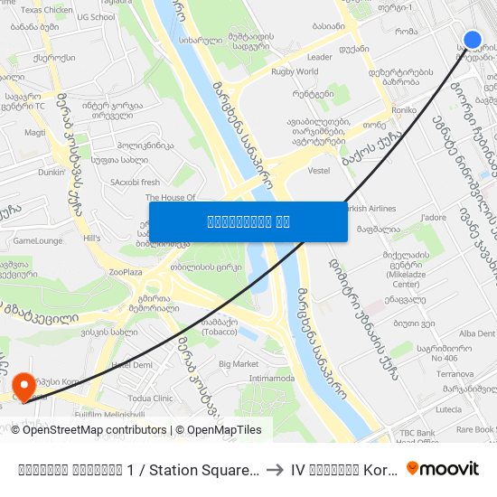 ვაგზლის მოედანი 1 / Station Square 1 to IV კორპუსი Korp. map