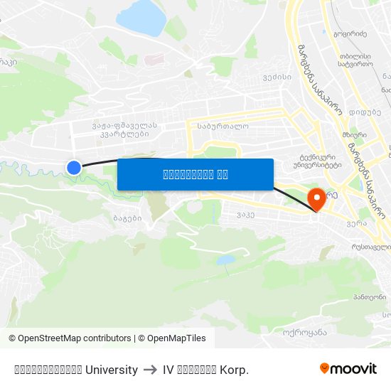უნივერსიტეტი University to IV კორპუსი Korp. map