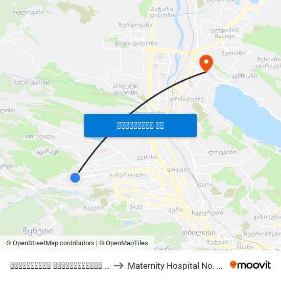 სახელმწიფო უნივერსიტეტი / State University to Maternity Hospital No. 5 III Samshobiaro map