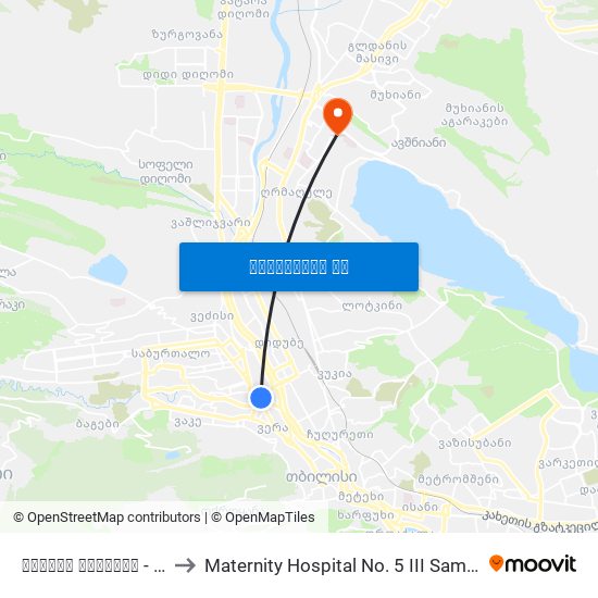 გმირთა მოედანი - [803] to Maternity Hospital No. 5 III Samshobiaro map