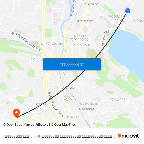 მუხიანის გადასახვევი - [3347] to თბილისის სახელმწიფო სამედიცინო უნივერსიტეტი (Tbilisi State Medical University) map