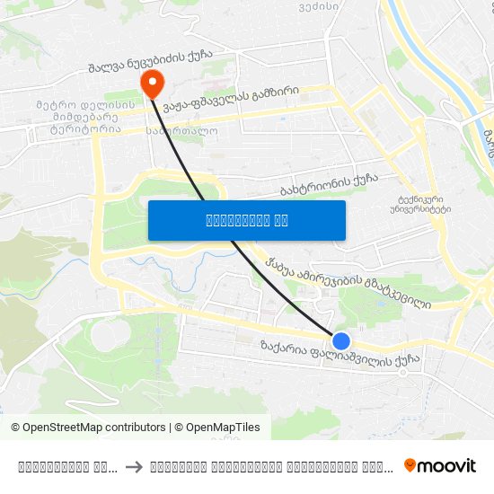 ჭავჭავაძის გამზირი #21 Id:3963 to თბილისის სახელმწიფო სამედიცინო უნივერსიტეტი (Tbilisi State Medical University) map