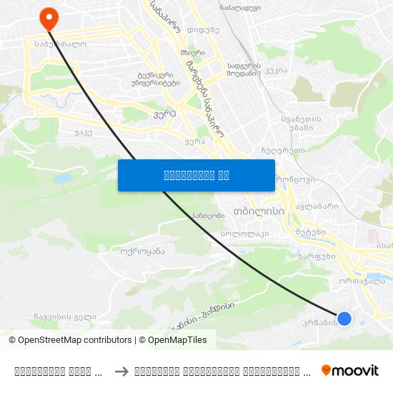 კრწანისის ქუჩა #7ა  მოპირდაპირედ - [1383] to თბილისის სახელმწიფო სამედიცინო უნივერსიტეტი (Tbilisi State Medical University) map