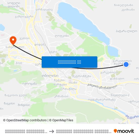 ვარკეთილის მეურნეობა (სამგორის ქ-ის გადაკვეთასთან) - [2951] to თბილისის სახელმწიფო სამედიცინო უნივერსიტეტი (Tbilisi State Medical University) map
