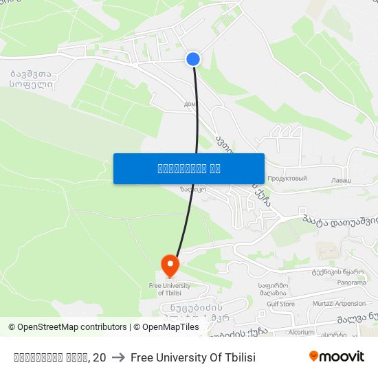 ფერმწერთა ქუჩა, 20 to Free University Of Tbilisi map