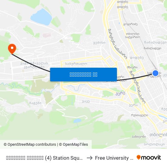 სადგურის მოედანი (4) Station Square (4) - Id:3073 to Free University Of Tbilisi map