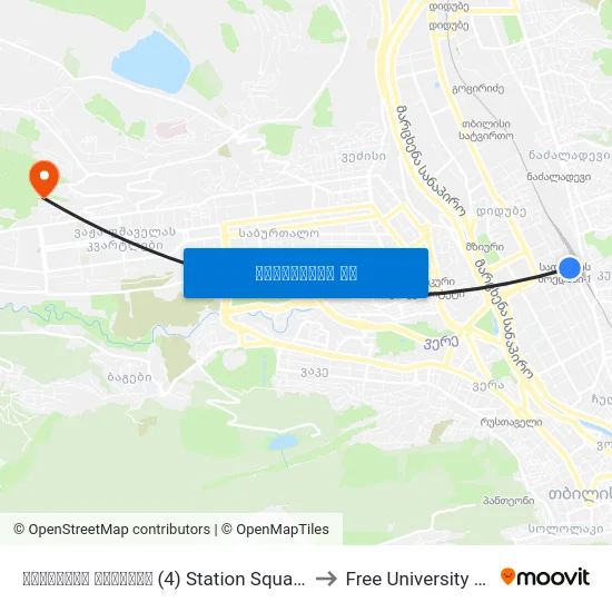 სადგურის მოედანი (4) Station Square (4) - Id:3073 to Free University Of Tbilisi map
