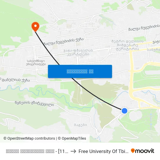 სოლიკო ხაბეიშვილის ქუჩა - [1155] to Free University Of Tbilisi map