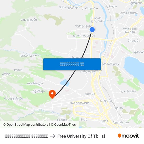 მუხათგვერდის ასახვევი to Free University Of Tbilisi map