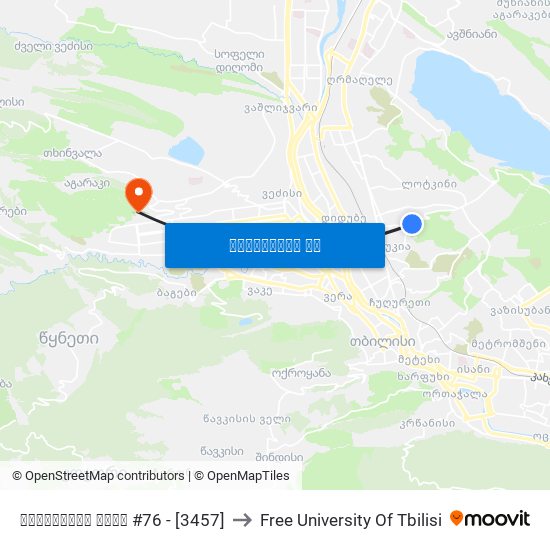 ხუდადოვის ქუჩა #76 - [3457] to Free University Of Tbilisi map