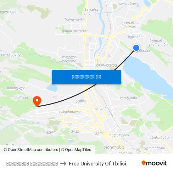 ავშნიანის გადასახვევი to Free University Of Tbilisi map