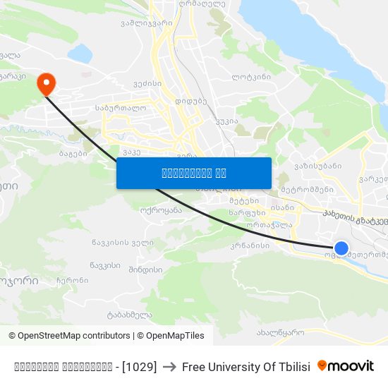 სტადიონი შევარდენი - [1029] to Free University Of Tbilisi map