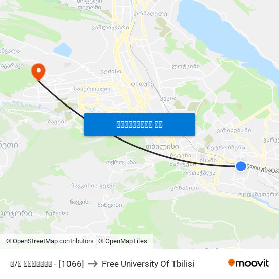 მ/ს სამგორი - [1066] to Free University Of Tbilisi map