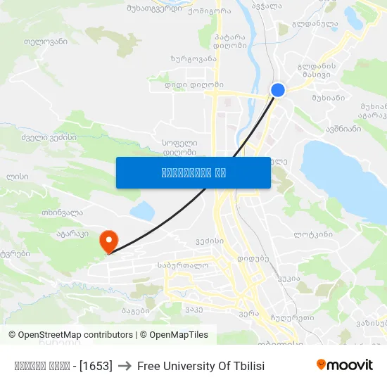 ქერჩის ქუჩა - [1653] to Free University Of Tbilisi map