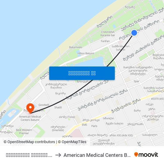 რუსთაველის გამზირი. #26 to American Medical Centers Batumi map