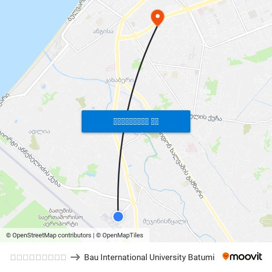 აეროპორტი to Bau International University Batumi map